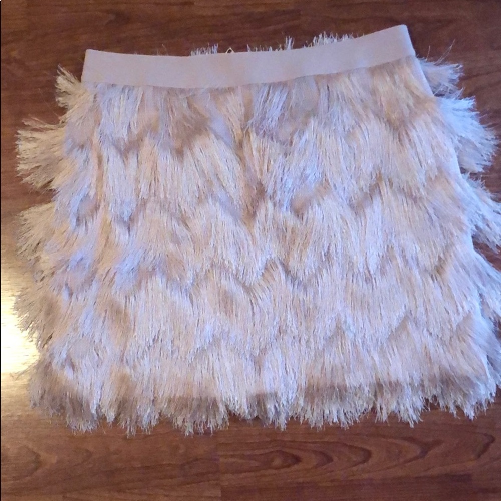 BCBG blush pink skirt with fringe